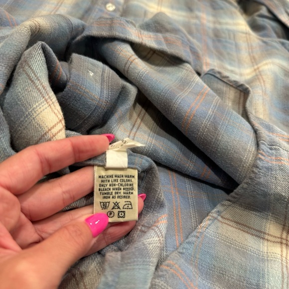 Eddie Bauer Flannel Button Down Shirt Top Plaid Blue Small - Picture 4 of 16